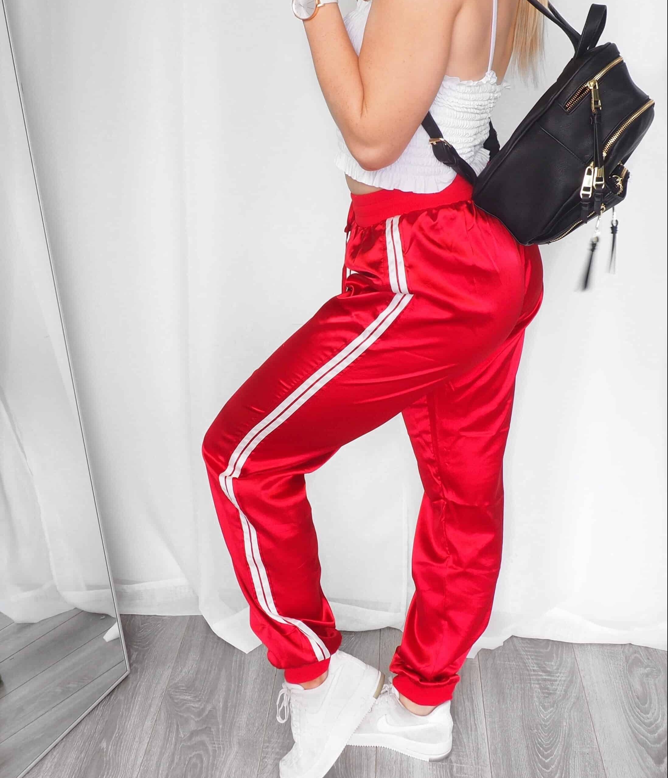 Pretty Little Thing Red Satin Joggers